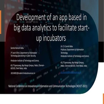 Development of an app using business development start up incubators