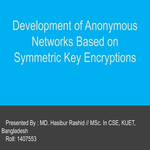 Development of anonymous networks based on cryptography