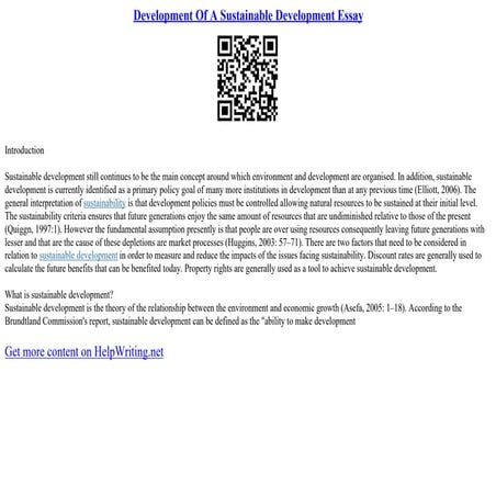 Development Of A Sustainable Development Essay