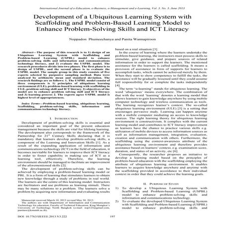 Development of a ubiquitous learning system with scaffolding and problem base...