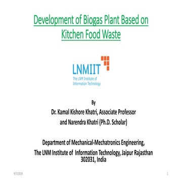 Development of biogas plant based on kitchen food waste talk poornima_college...