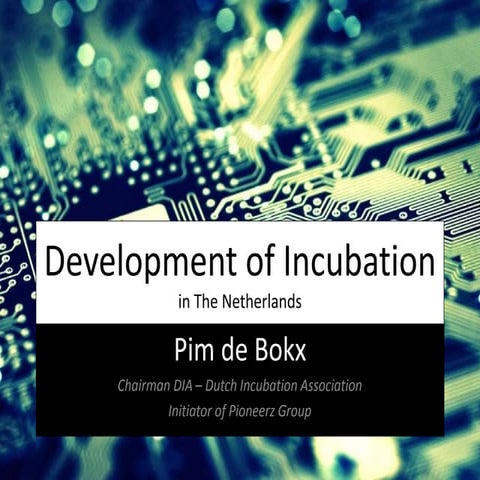 Development of business incubation in The Netherlands   Pim de Bokx - Tunis 1...