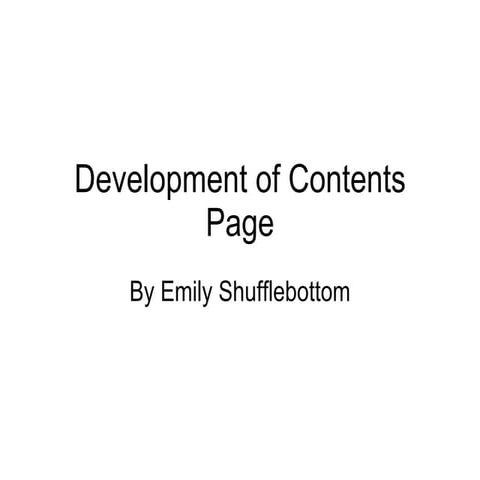 Development Of Contents Page