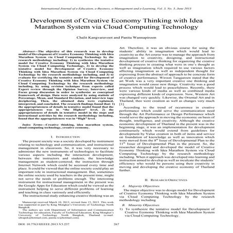 Development of creative economy thinking with idea marathon system via cloud ...