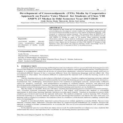 Development of crosswordpuzzle (tts) media by cooperative approach on passive...