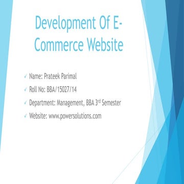 Development of e commerce website