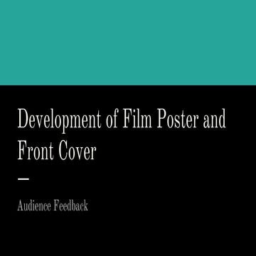 Development of film poster and front cover