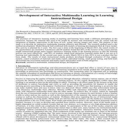 Development of interactive multimedia learning in learning instructional design