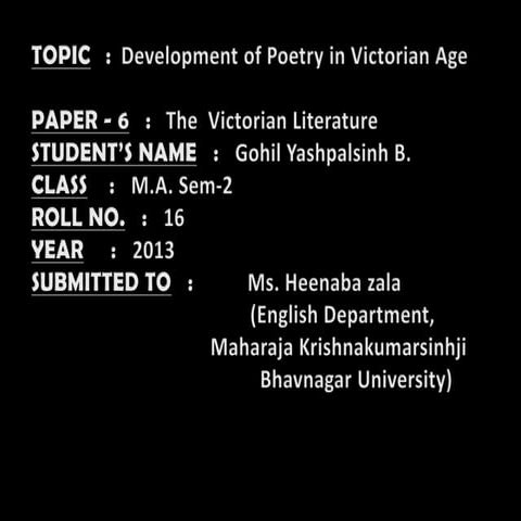 Development of poetry in victorian age