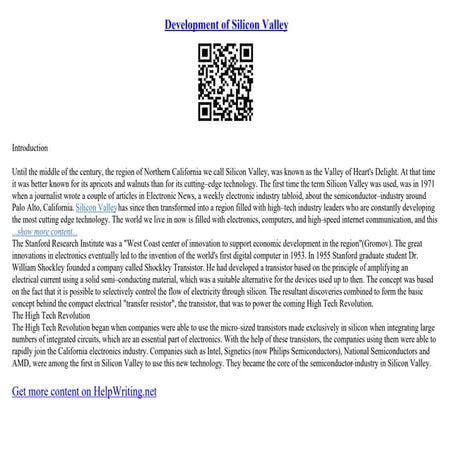 Development Of Silicon Valley | PDF