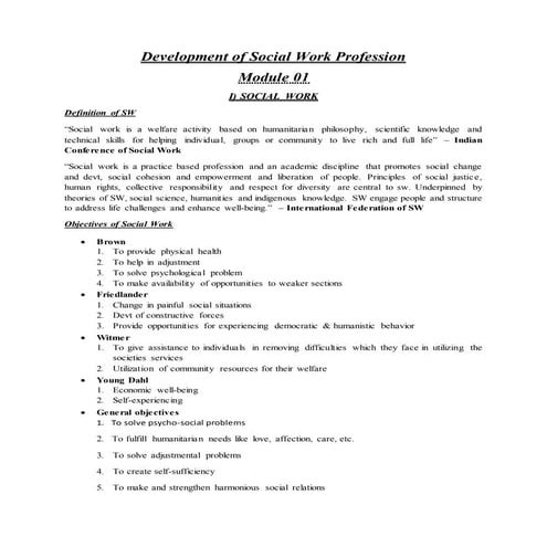 Development of social work profession