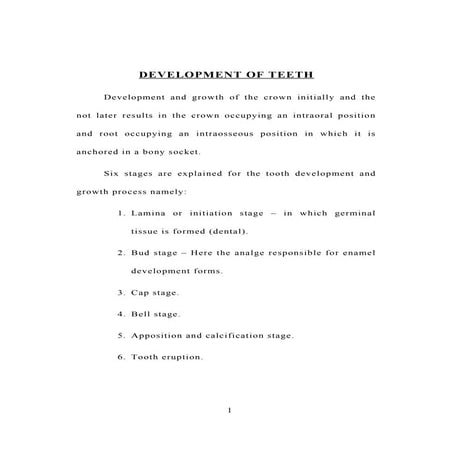 Development of teeth