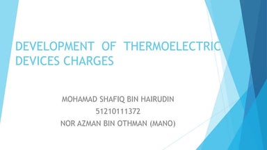 Development of thermoelectric devices charges