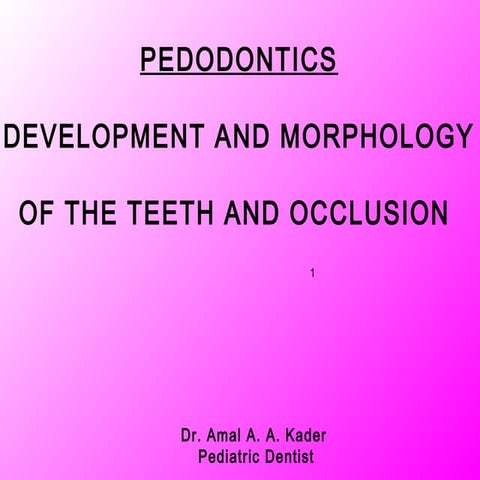 Development of the teeth and occlusion
