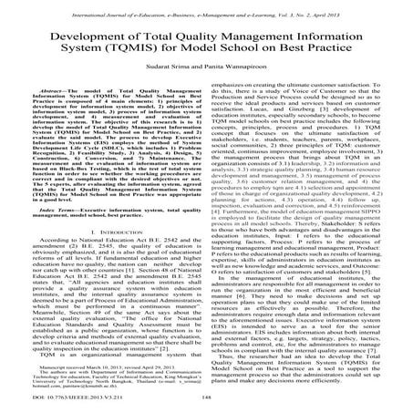 Development of total quality management information system (tqmis) for model ...