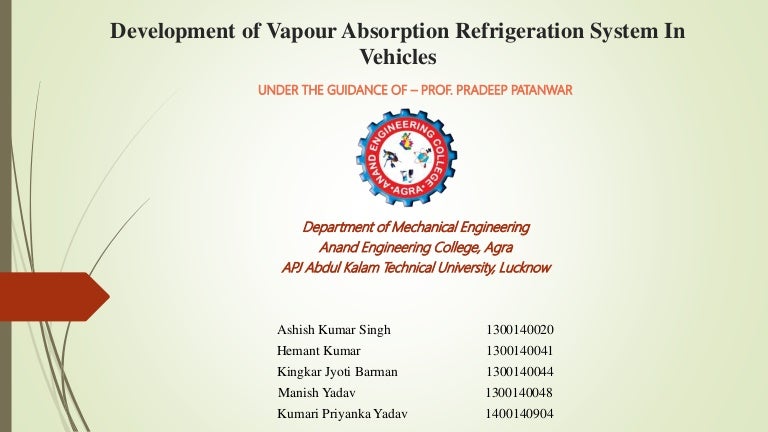Development Of Vapour Absorption Refrigeration System In