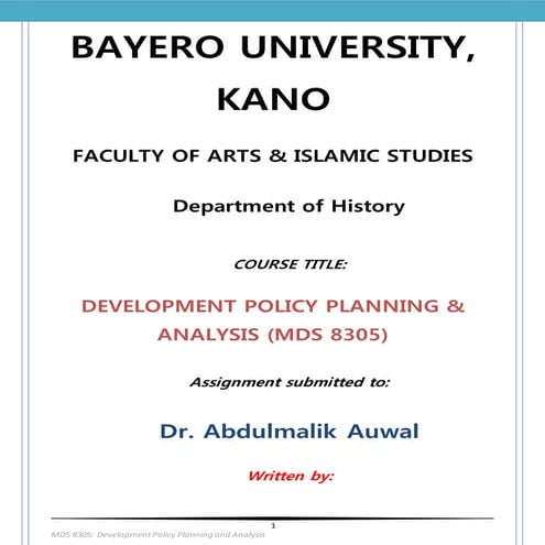 Development policy planning & analysis 2