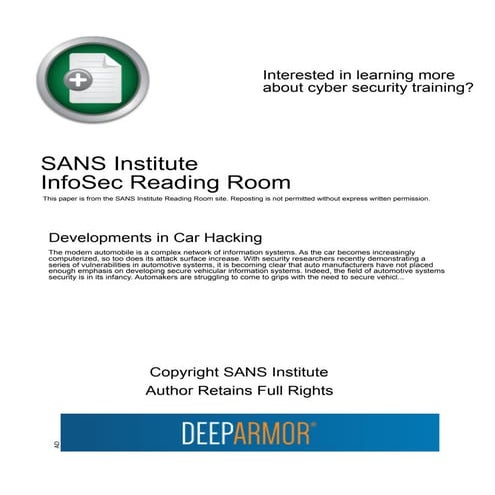 SANS - Developments car hacking - 36607