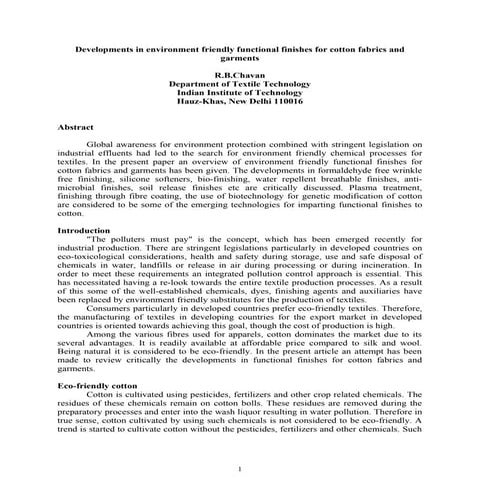 Developments in environment friendly functional finishes