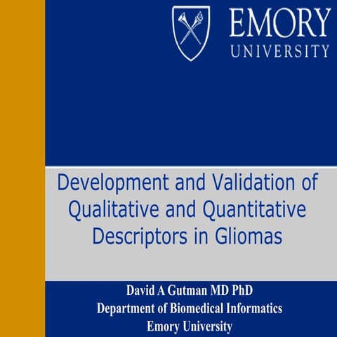 Dr. David Gutman: Development and Validation of Radiology Descriptors in Gliomas