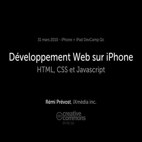 Développement Web sur iPhone (iPhone+iPad DevCamp Québec)
