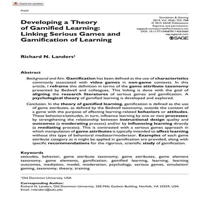 Developing a Theory of Gamified Learning: Linking Serious Games and Gamificat...