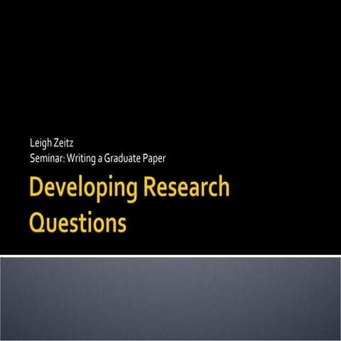 Developing Research Questions