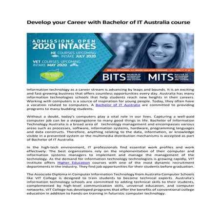 Bachelor of IT Australia 