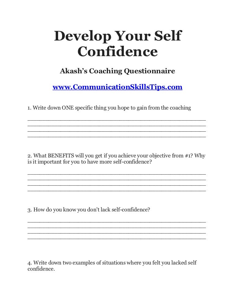 Develop your self confidence akash's coaching questionnaire