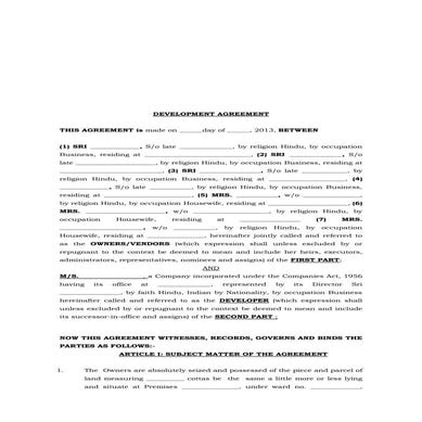 DEVELOPMENT AGREEMENT | PDF