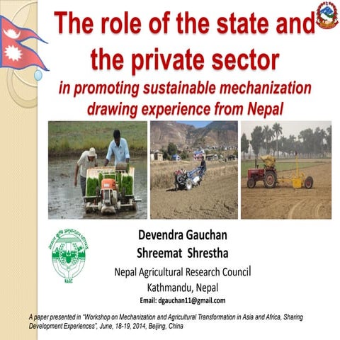 The role of the state and the private sector in promoting sustainable mechani...