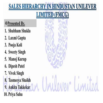 HUL sales hierarchy  FMCG  Organisation  structure of Sales  