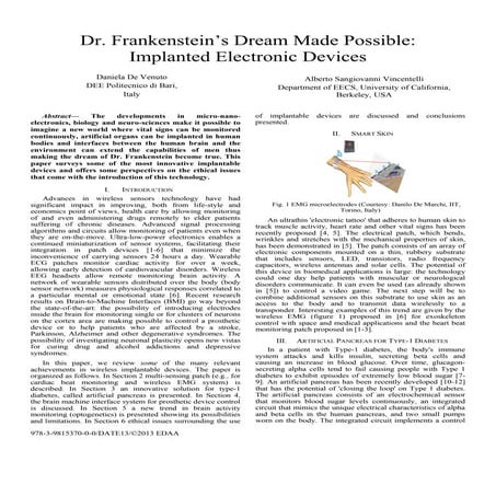 Dr. Frankenstein’s Dream Made Possible:  Implanted Electronic Devices 