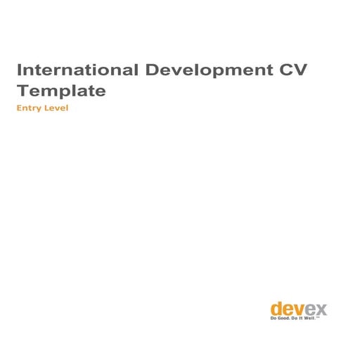 Entry Level International Development CV Template 