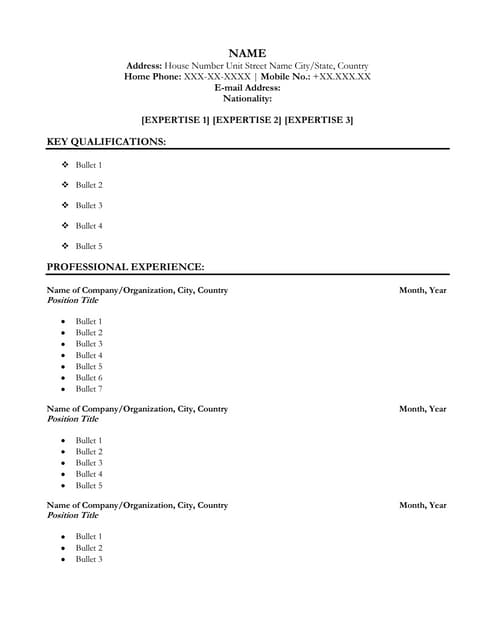 Mid-Senior Level International Development CV