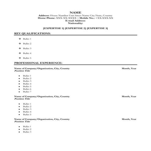 Mid-Senior Level International Development CV