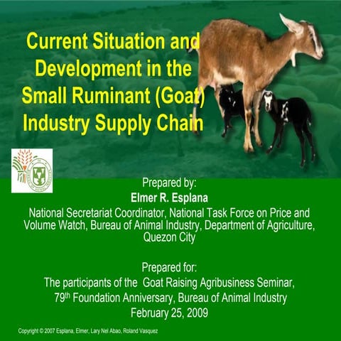 Current Situation and Development in the Small Ruminant (Goat) Industry Suppl...