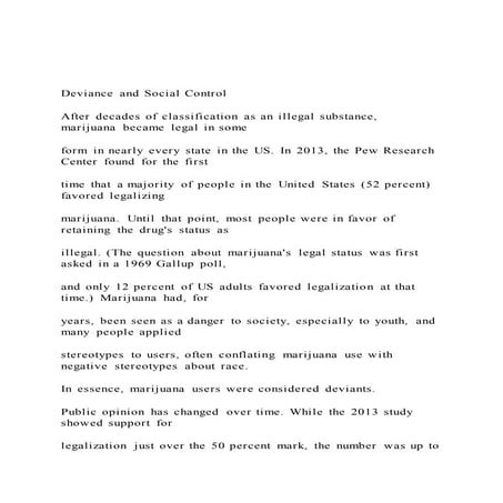 Deviance and Social ControlAfter decades of classification