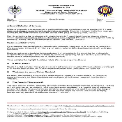 Deviance handout