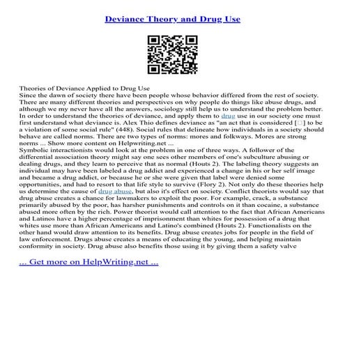 Deviance Theory And Drug Use