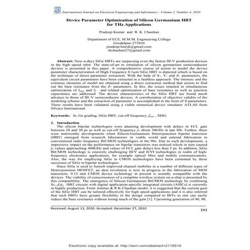Device parameter optimization of Silicon Germanium HBT for THz applications