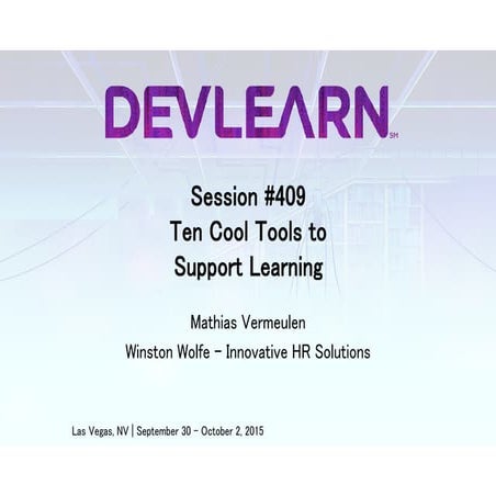 #DevLearn 2015 - 10 cool tools to support learning