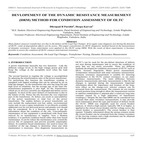 Devlopement of the dynamic resistance measurement (drm) method for condition ...