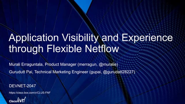 Application Visibility and Experience through Flexible Netflow