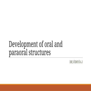 Development of the face and the oral cavity