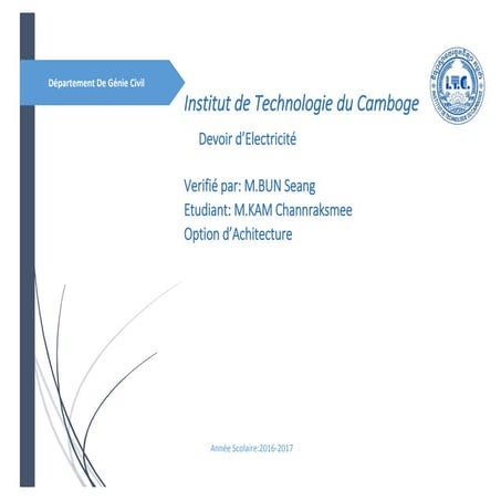 Devoir d'électricite des bêtiment