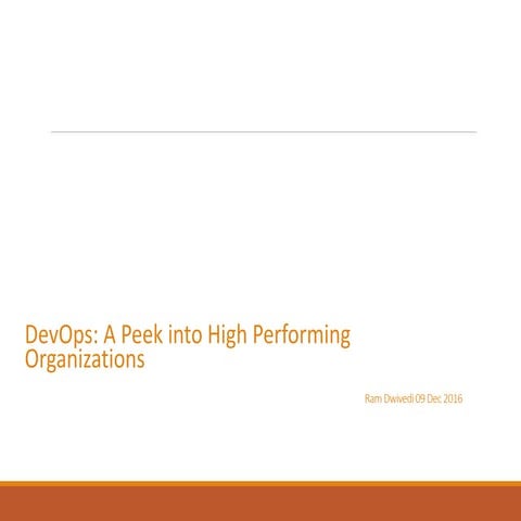DevOps a peek into high performing organizations