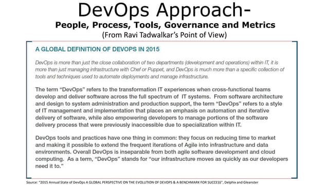 DevOps Approach (Point of View by Ravi Tadwalkar)