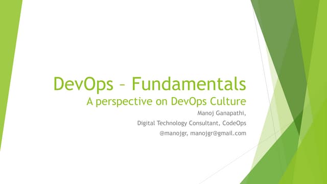 DevOps Fundamentals: A perspective on DevOps Culture 