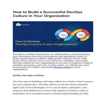 DevOps Culture in Your Organization